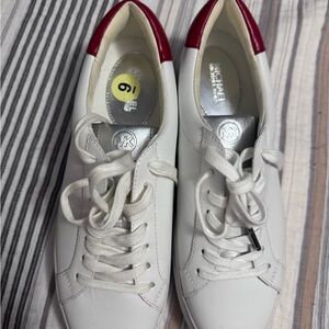 Michael Kors White Sneakers with Burgundy Accent